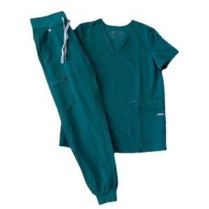 Figs 2 Piece Set Zamora Jogger & Accra Scrub Top Women's XS Green